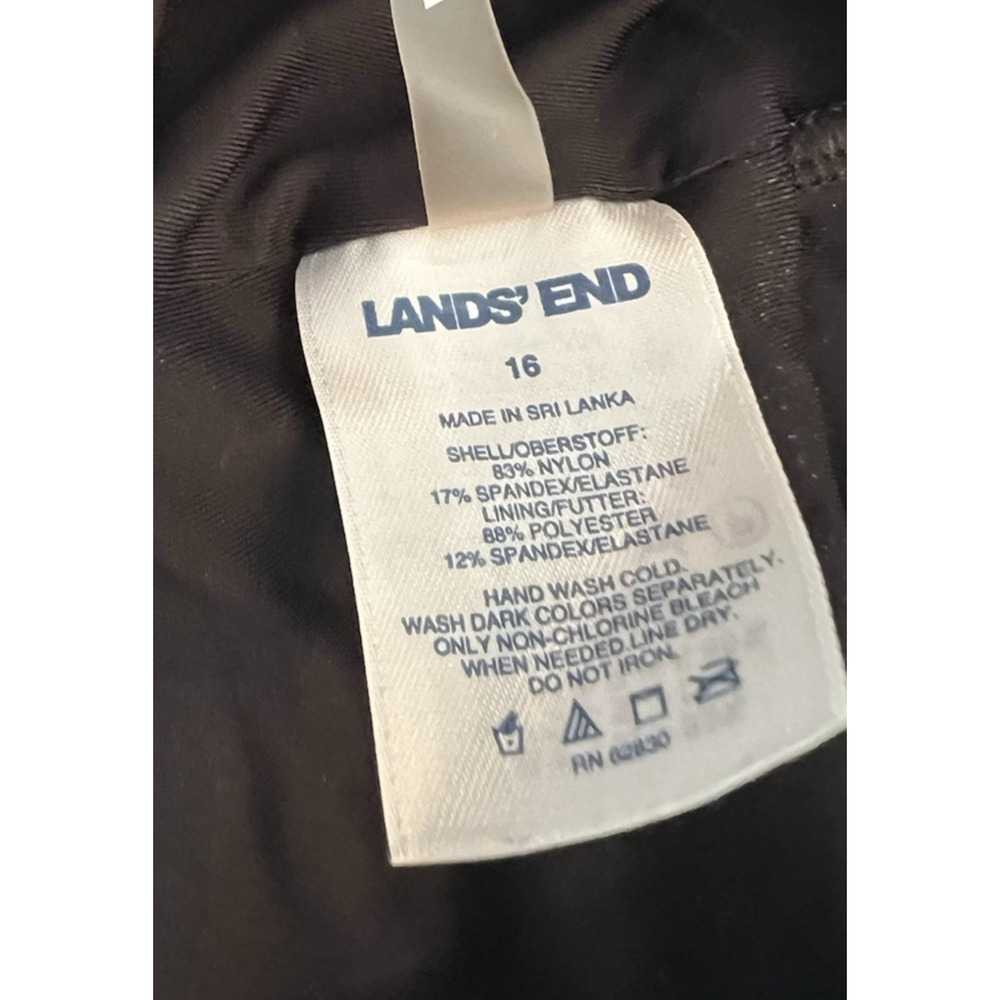 LANDS END SZ 16 Black Floral EUC‎ Beach Summer Vacation Pool Luxury V Neck Boat - Picture 9 of 9